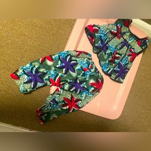 Traditional 2 Pcs Pants and Top African Outfit Baby Girl Sz 2/3T Handmade ethnic